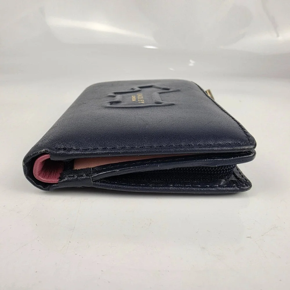 Radley London Heritage‎ Dog Shadow Medium Bifold Wallet Navy Leather Scottie